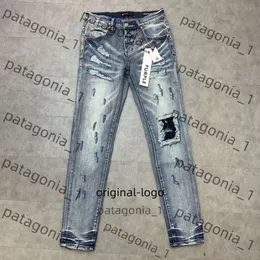 Lila jeans män jeans designer lila märke mens manliga ljusblå lila märke jeans high street denim målar graffiti mönster skadade rippade mager byxor 6951