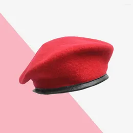 Berets Unisex Men's Wear Women's Adjustable Spring Autumn Pure Wool Beret Hat Sun Driving Adult (Red)