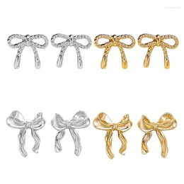 Stud Earrings Elegant Metal Ribbon Bowknot Temperament Piercing Fashion Party Jewelry Small 4pairs