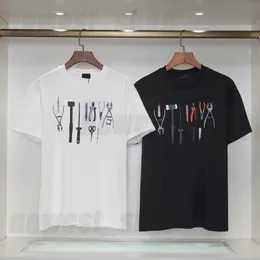 남성 플러스 사이즈 디자이너 티셔츠 T 셔츠 고급 Tshirts 캐주얼 기본 클래식 레터 여름 블랙 흰색 도구 파리 기하학적 티 탑