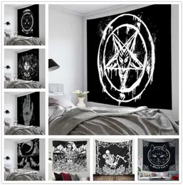 Pentagram Flag of Satan Tarot Black Cat Tapestry Hanging Hand Hippie Moon Wolf Witchcraft Decor Tapestries Wall Blanket6451691