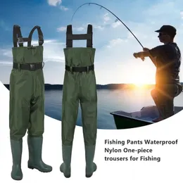 Wasserdichtes Fischerei-Overall Nylon Einteilige Hosen Fischereifaders Jagdanzug mit Stiefeln Fliegenfischerei Kleidung Overalls 240424