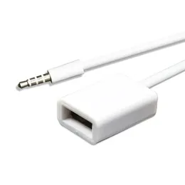 Kabel danych 3,5 mm samiec do USB Kabel konwersji Kabel Aux MP3 Audio Adapter U Dysk Linia klipsowa 15 mm Biała