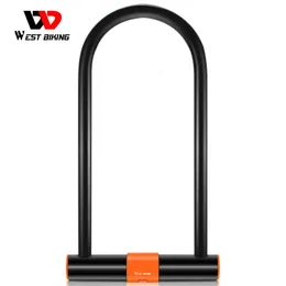 West Biking Carbon Steel Bike U Lock Anti-Theft Secure MTB Road Bicycle Lock Motorcycle Scooter Cyclingアクセサリー240418