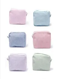 6 цветов Royalblanks маленькая косметическая сумка готова к отправке цельных полосатых провизочных модных прямоугольников, макияж Makeup 2850615