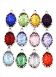 60pcslot 12 Colors Birthstone 1518mm 다수 펜던트 교수형 매력 매력 쥬얼리 보석 맞춤 목걸이 팔찌 키 체인 휴대 전화 ST3479267