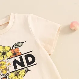 Clothing Sets Toddler Baby Girl Groovy Outfit Retro Little Hippie Boho Mushroom T-Shirt Floral Stripe Flare Pants Set