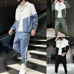 Spring Men Soath Sets Erkek Kapşonlu Terzini Spor Giyim Jacketspants 2 Parça Hip Hop Çalışma Sporları 3XL 240419