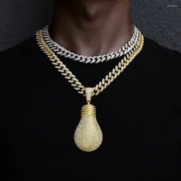 Pendant Necklaces Hip Hop Cubic Zirconia Pave Bling Iced Out Light Bulb Necklace Men Women Cool Rap Jewelry Birthday Gift