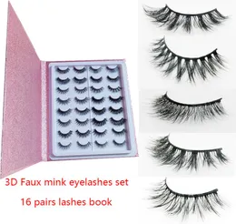 Cílios de Mink para fábrica de fábrica direta cílios de visita cílios de seda cílios 3D Mink Cinelas 25mm 16 pares Lashes livro grossa cílios longos de cílios