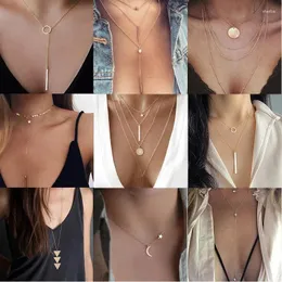 Correntes Colar de Cristal Cristal Sexy Colar Cara para mulheres pendentes Bohemian Moon Sta no Gift Chocker Jewelry Gift