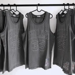 Tanques masculinos Tops da marca de moda esportiva de verão Retro Vest Street Carta bordada 33 Impresso de basquete sem mangas M-3xl