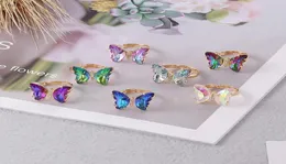 Pierścienie klastra Polychrome Crystal Butterfly Pierścień Moda Temperament Słodka romantyczna kobieca biżuteria Girl Prezent ślubny1322749