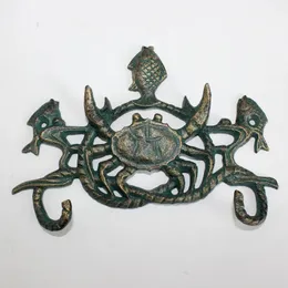 cast iron hangers 4 hooks Wall mounted haning hook Fish and Crab figure shelf storage Rack for Hat Towel Coat Keys 240423