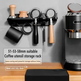 515458mm جدار جبل القهوة مجموعة التخزين رف puching مجانا Espresso portafilters حامل القهوة coffeeware الملحقات 240416