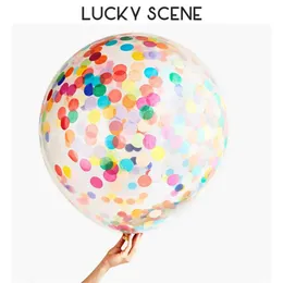 36 Zoll glänzende Konfetti -Luftballons transparente Papierfolie Globos Gold Glitter Hochzeits Geburtstagsfeier Sendungen S00111 240427