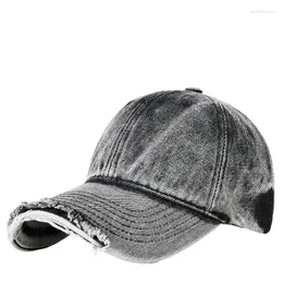 Ball Caps 2024 Fashion Denim Wash do Old Vintage Baseball Cap Lady Hipback Hat Men Men Sun Sun 55-62cm