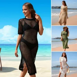 Pusta widok straży kąpieli Stylowa damska letnia sukienka O-Neck Bikini Loose Fit