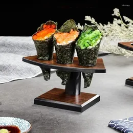 Plates Grain Plastic Dessert Rack Sushi Plate Hand-roll Ice Stands Dim Sum Dish Cake Snack Trays Display