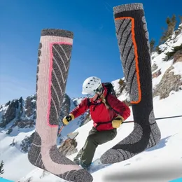 Erwachsene dicke warme Ski -Socken Männer Winter Tall Outdoor Mountain Sports Snowboarde Patchwork Streifen Merino Weiches Handtuch Terry Wanderung 240428
