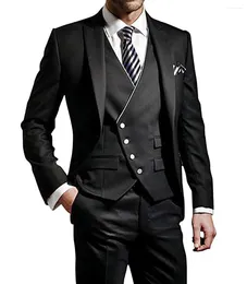 Ternos masculinos Jeltoin chegou preto formal para o noivo de casamento Partido de negócios 3 peças Suit Slim Fit Prom