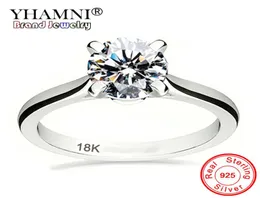 Yanhui with Certificate luxury solitaire 20ct zirconiaダイヤモンドウェディングリング女性純粋な18kホワイトゴールドシルバー925リングZR1283958243