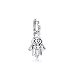 2020 Winter Fits Bracelets Real 925 Sterling Silver Protective Hamsa Hand Dangle Charm Beads for Women Jewelry DIY Making whole27038927262