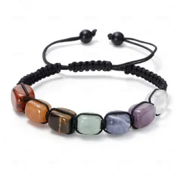 Contas de pedra de lava natural Balance de balanço Balance Braça 7 Chakra Tiger Bracelets Tibetano Oração de Buda Tibetana para Mulheres Men.