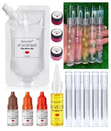 Kit de brilho labial transparente kit hidratante Lips Oil fabricado com perfume Pigmment Decor de decoração de frutas Recipiente de tubo vegan302k5982599