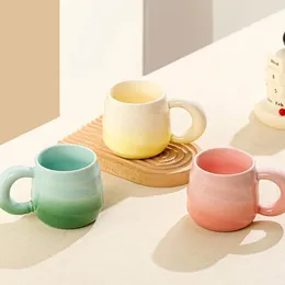 Mugs Creative Gradient Screw Thread Ceramic Handle Cup High Appearance Coffee Milk With Spoon Home Office Drinking 1pcs