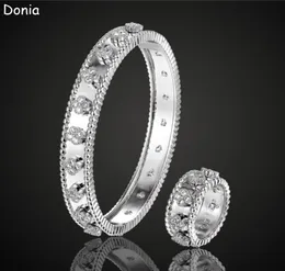 Donia Jewelry Luxury Bangle European und American Fashion Cssic Vierblätter Blumen Kupfer Mikro-in-Finder-Zirkonarmband Ring Set Die Designer Geschenk1923743
