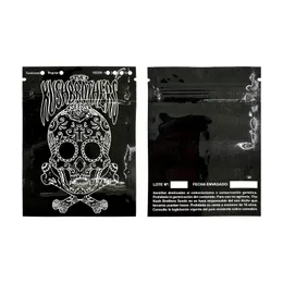 Kushbrothers Black Ziplock Bags Skull Packaging Plastic Mylar Bags Resealable Wholesale