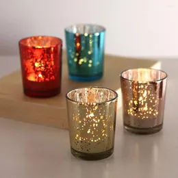 Kerzenhalter Candlestick Cup Starry Sky Romantic Color Glass Haushaltshandwerksdekoration Accessoires Hausdekoration