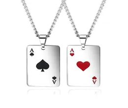 Kolye Kolyeleri Cyue Çiftler 316L Paslanmaz Seel Karartılmış Maça Şanslı Poker Cazibe Zinciri Kadınlar Erkekler Punk Jewelry4025769