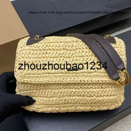 ysllbag flap bag bag chain yslbags messenger Straw Facs Hand Hand Handbag Hardware Letter Internal Zipper Pocket Straw Woven Hollow Bage Top Crossbody Pres