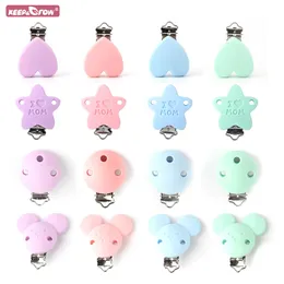 3st Baby Pacifier Clips Silicone Star Bear Bear Mouse Food Grade DIY Nipple Chain Tinging Nursing Necklace 240420