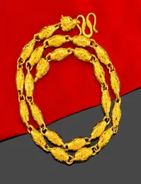 24k желтого золота 10 -миллиметровое ожерелье для оливкового олива для мужчин 60 см. Дракон с песком золотой подвесной колье изготовленные украшения свадьба день рождения подарок 4192544