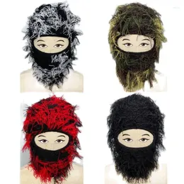 베레 레트 과장된 전술 Balaclava Gorros Unisex 여성 남자 솔리드 마스크 얼굴 커버 니트 겨울 따뜻한 게임 비니 스키 사이클링 캡