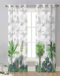 Cortina de verão desenhada plantas tropicais cortinas puras para a sala de estar com janela de estar transparente voile tulle cortinas drapes decoração