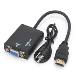 HDMI-kompatibel adapter till VGA HD-konverteringskabel Audio Output PC Video Cables Adapters VGA HDMI-kompatibel bärbar datoradapter