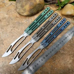 4 färger Theone Orca Butterfly Trainer Training Knife Titanium Handle D2 Blade Lager System Jilt Free-Swinging EDC Tool Knives