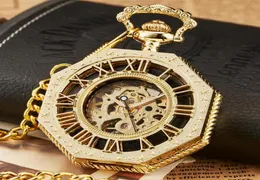Mechanical Pocket Watch Golden Sliver Bronze Hollow FOB -цепь с коробками мужчин и женщин, смотрит на мужские винтажные подарки251S3013152