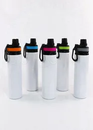 Garrafas de água em branco de alumínio de sublimação 600 ml Tolhas de chaleira resistente ao calor Esportes de copos de capa branca com alça Sea RRC3867468