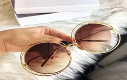 Designer Óculos de sol redondos 18K Patrated Goldbrown Gradient Lens Women Design Sun Glasses Sonnenbrille Eyewear Novo com Box2624848