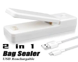 2 polegadas mini seladores de bolsa USB Carregável Sealores de calor com faca cortadora selante portátil recarregável para armazenamento de alimentos para sacos de plástico HH541576738