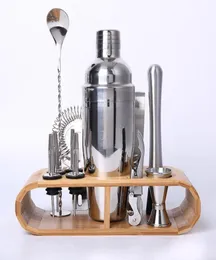 طقم Bartending Cocktail Shaker Set Kit Kit Kit Shakers Stainless Steel Steel 12piece Bar Tool with With Bamboo Stand C19045760236