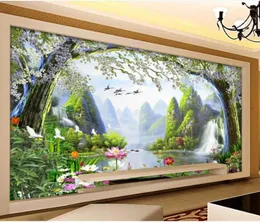 modern wallpaper for living room HD landscape painting water and wealth background wall decoration painting9919559
