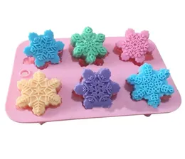 6 pezzi Stampo per telaio da forno a fiocchi di neve stampo da bagno in silicone bomba da bagno in getto da bagno a 6 stili diversi bestiame di pasticceria natalizia 8085869