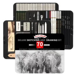 Kunstmalerei Set 70/35 Stücke des Skizzierens Bleistift Skizze Werkzeug Set Kunstmalerei Bleistiftkunstzubehör zum Zeichnen von Geschenk Zinnbox 240423