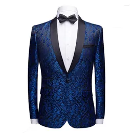 Ternos masculinos Men clássico Men Jacquard Jacket Single Single Bastted Lapeel Coats Luxury Wedding Prom Party Dress Blazer
